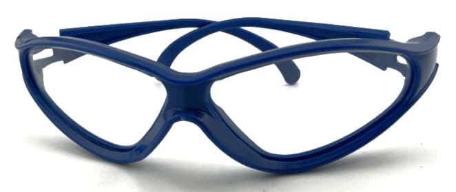 Bild von Schutzbrille mit Bügel, blau oder gelb