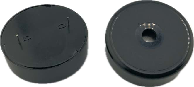 Bild von Piezo-Summer, schwarz, D=43mm mit 6mm-Lötpins RM 25,4